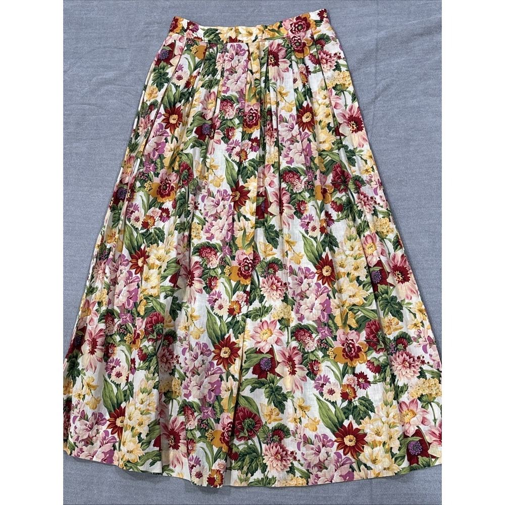 Vintage Susan Bristol Maxi Pleated Skirt w Pocket Cottage Core Country Size 8